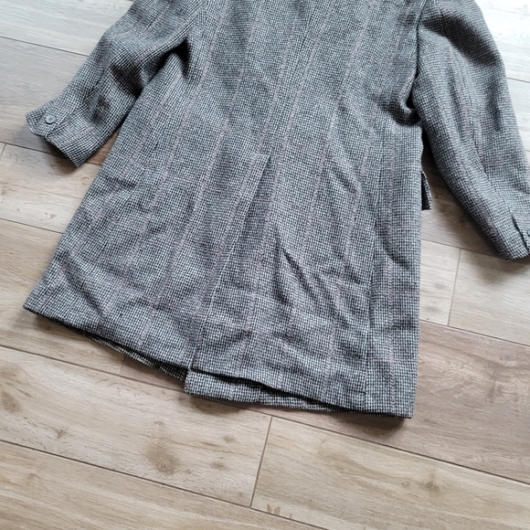 Vintage 60s Glen Plaid Overcoat Gray Plaid Double Breasted 42R - Picture 10 of 10